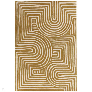 Reef RF28 Curve Modern Geometric Hand-Woven Wool Ochre Yellow/Cream Rug-Asiatic Carpets-Rug Love - The Most Loved Rug Store